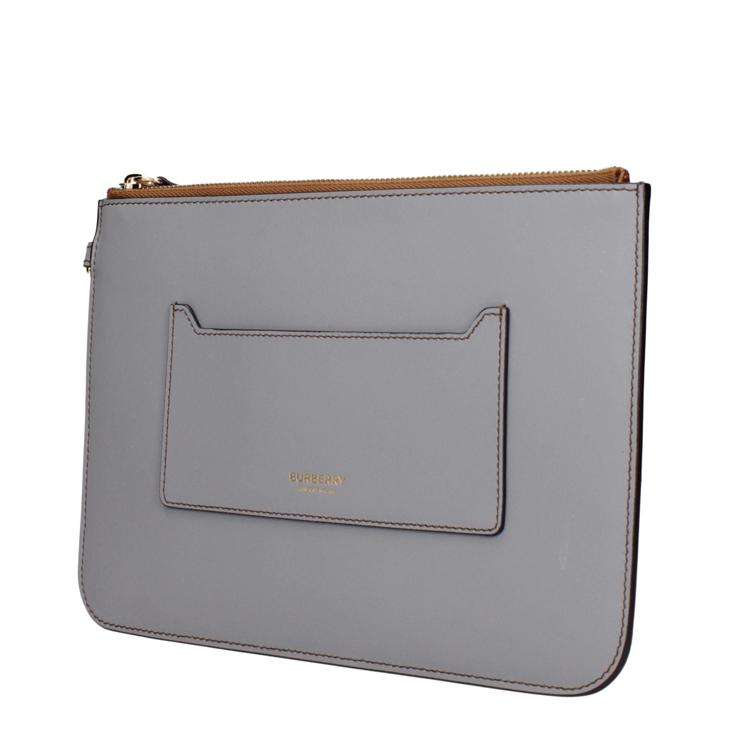 Burberry Gray Leather Clutch Bag