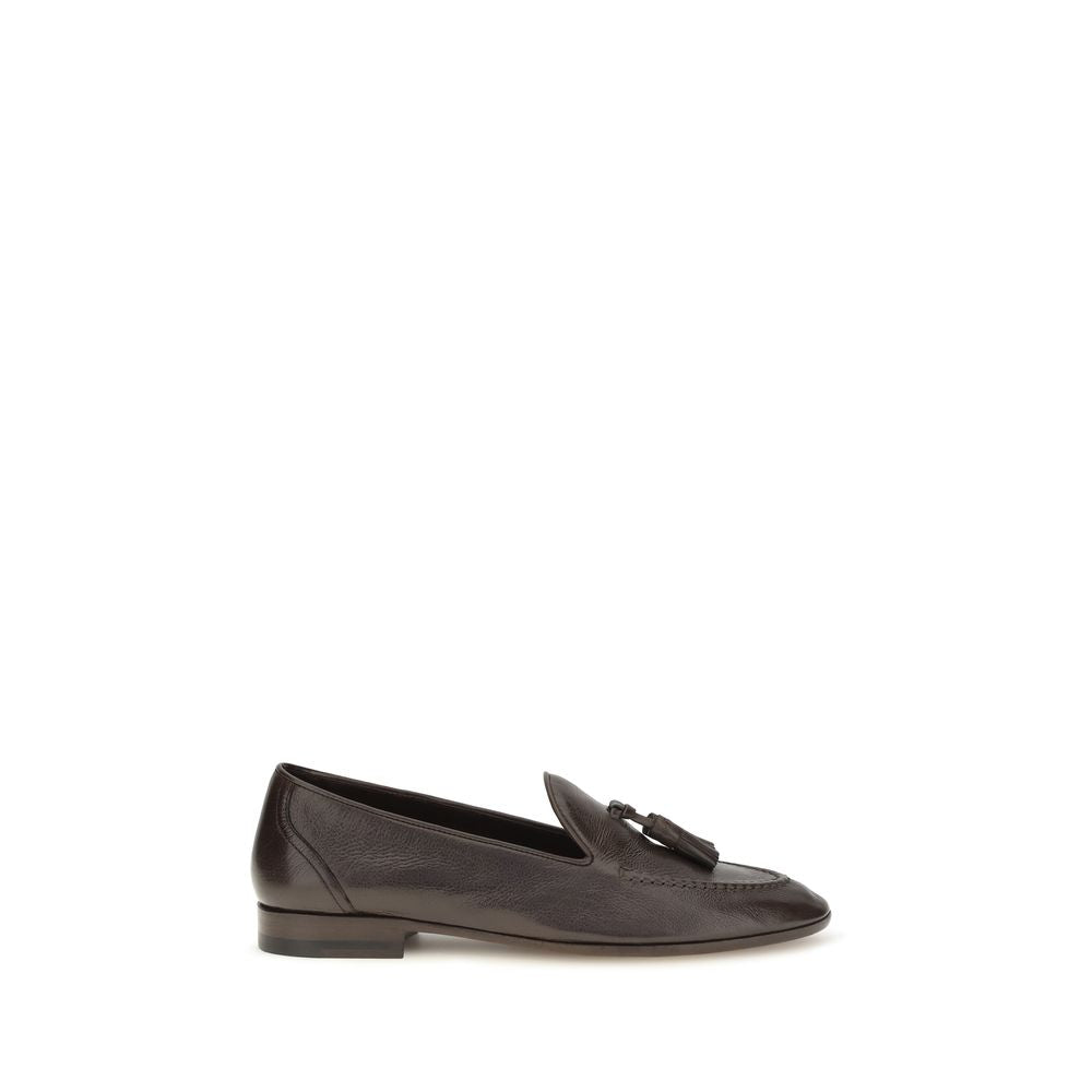 The Row Brown Calf Leather Bos Taurus Slip-On Loafers