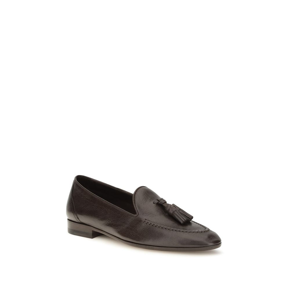 The Row Brown Calf Leather Bos Taurus Slip-On Loafers