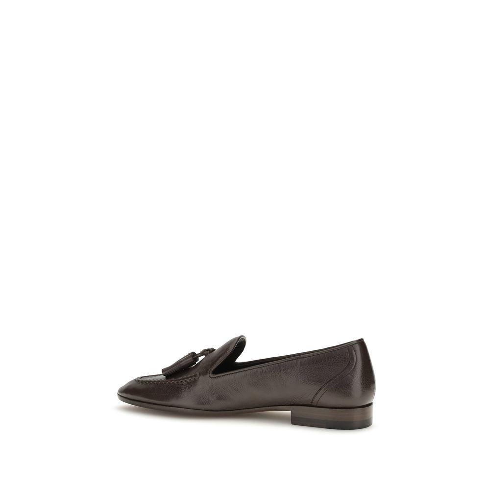 The Row Brown Calf Leather Bos Taurus Slip-On Loafers