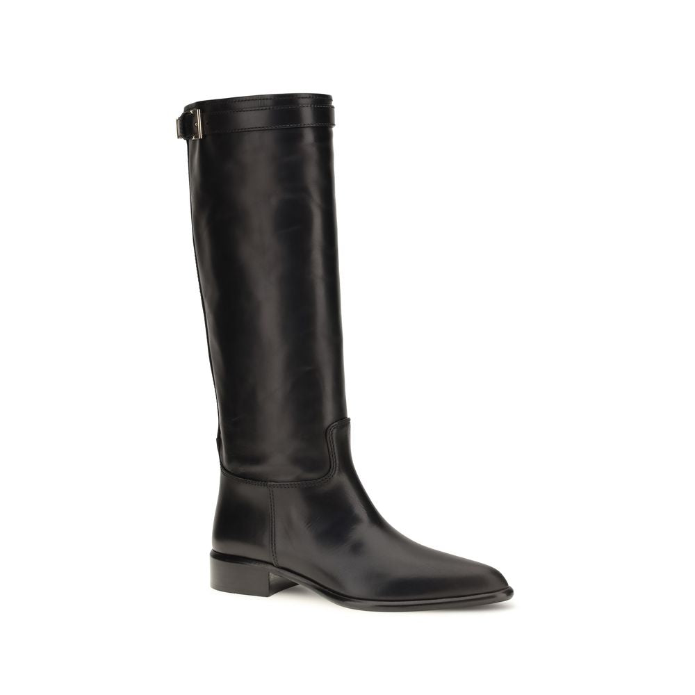 Prada Black Calf Leather Bos Taurus Ankle Boots