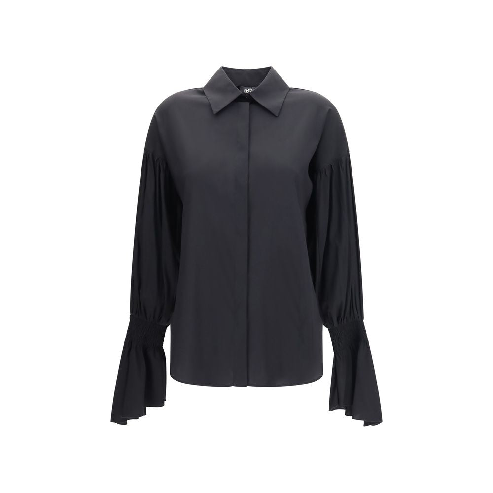 Ella Black Silk Blouse