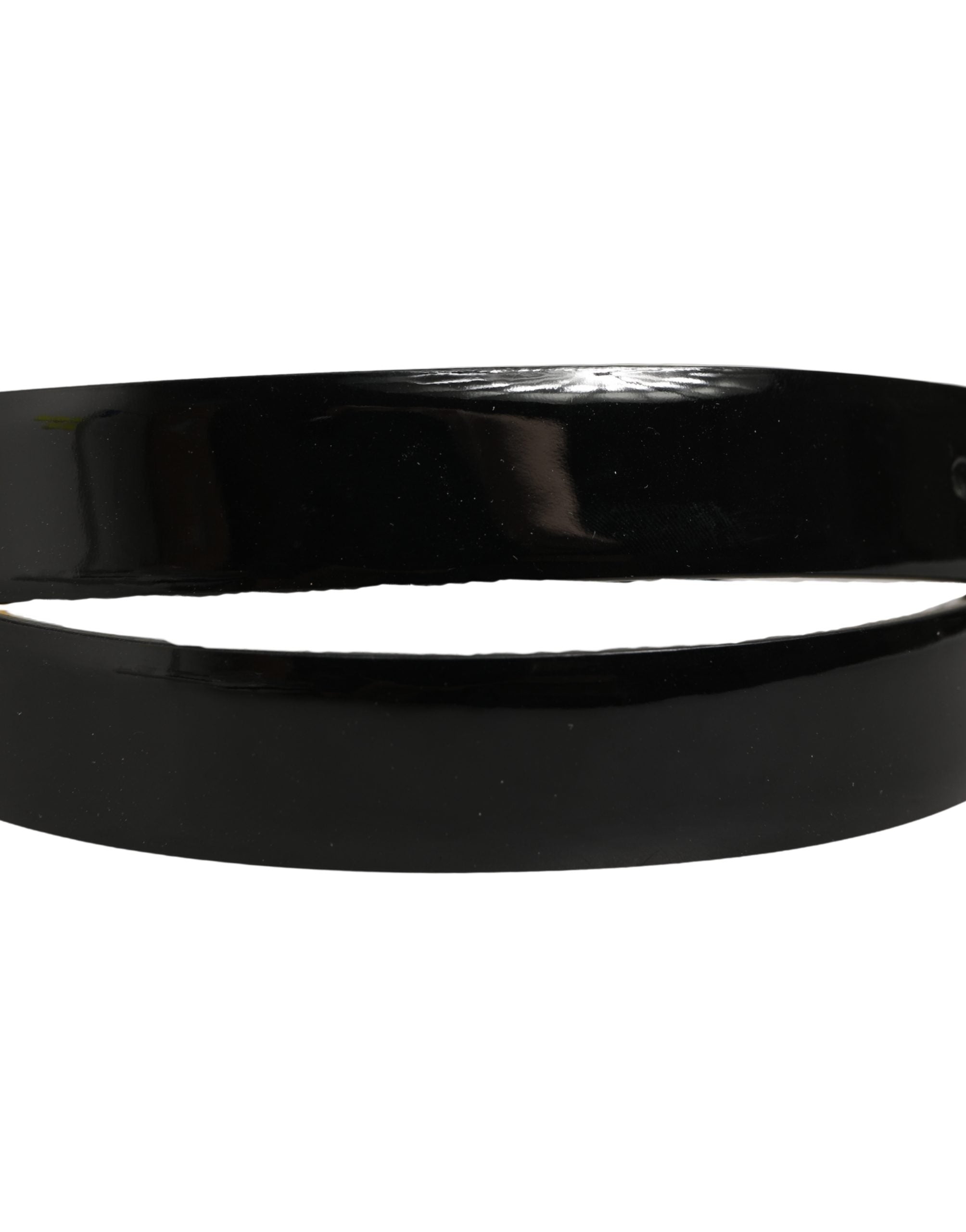 Dolce & Gabbana Black Classic Leather Gold Tone Buckle Belt