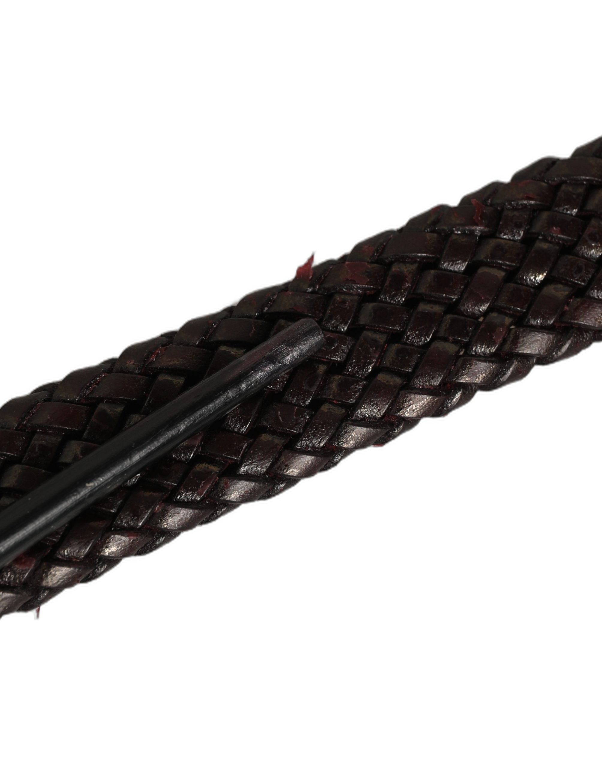 Dolce & Gabbana Dark Brown Woven Leather Metal Buckle Belt