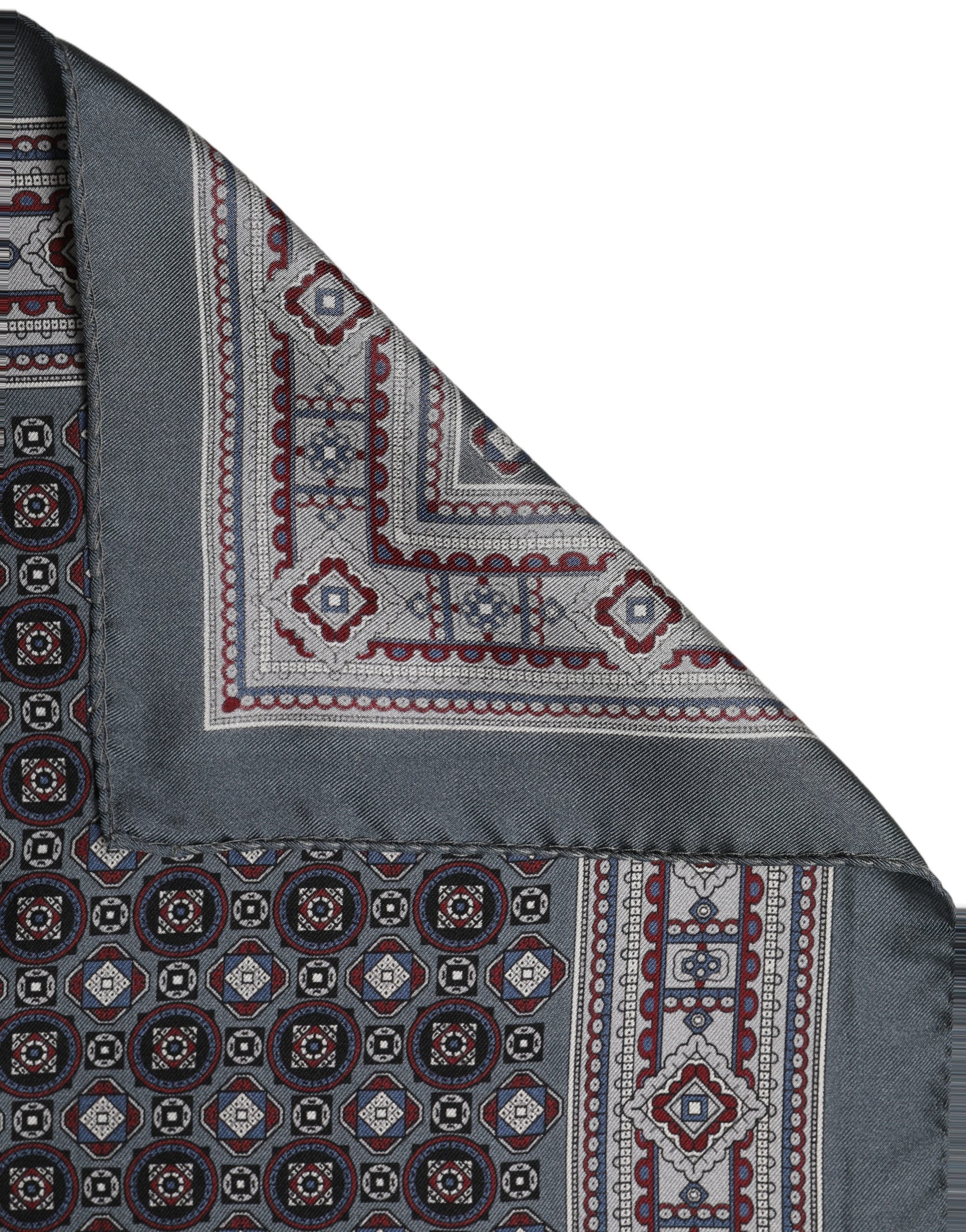 Dolce & Gabbana Gray Geometric Pocket Square Foulard Scarf