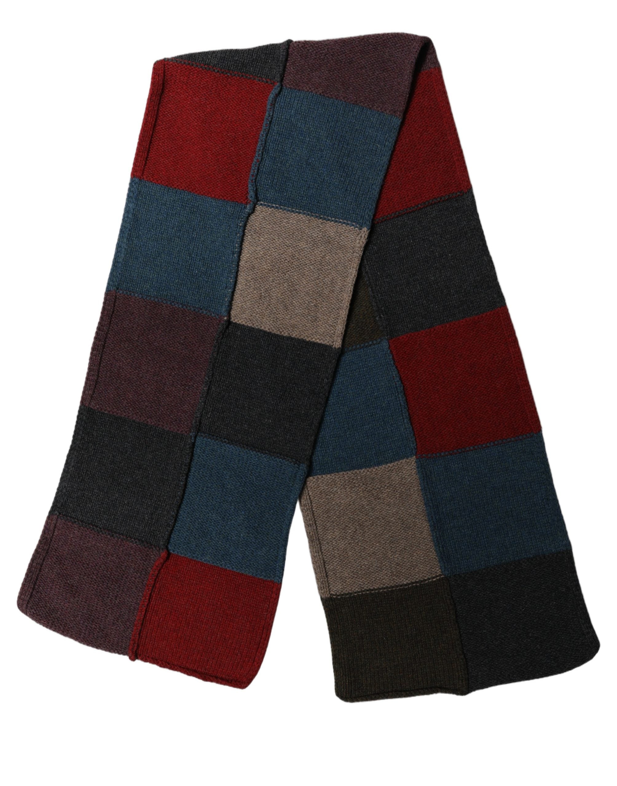 Dolce & Gabbana Multicolor Patchwork Knitted Foulard Scarf