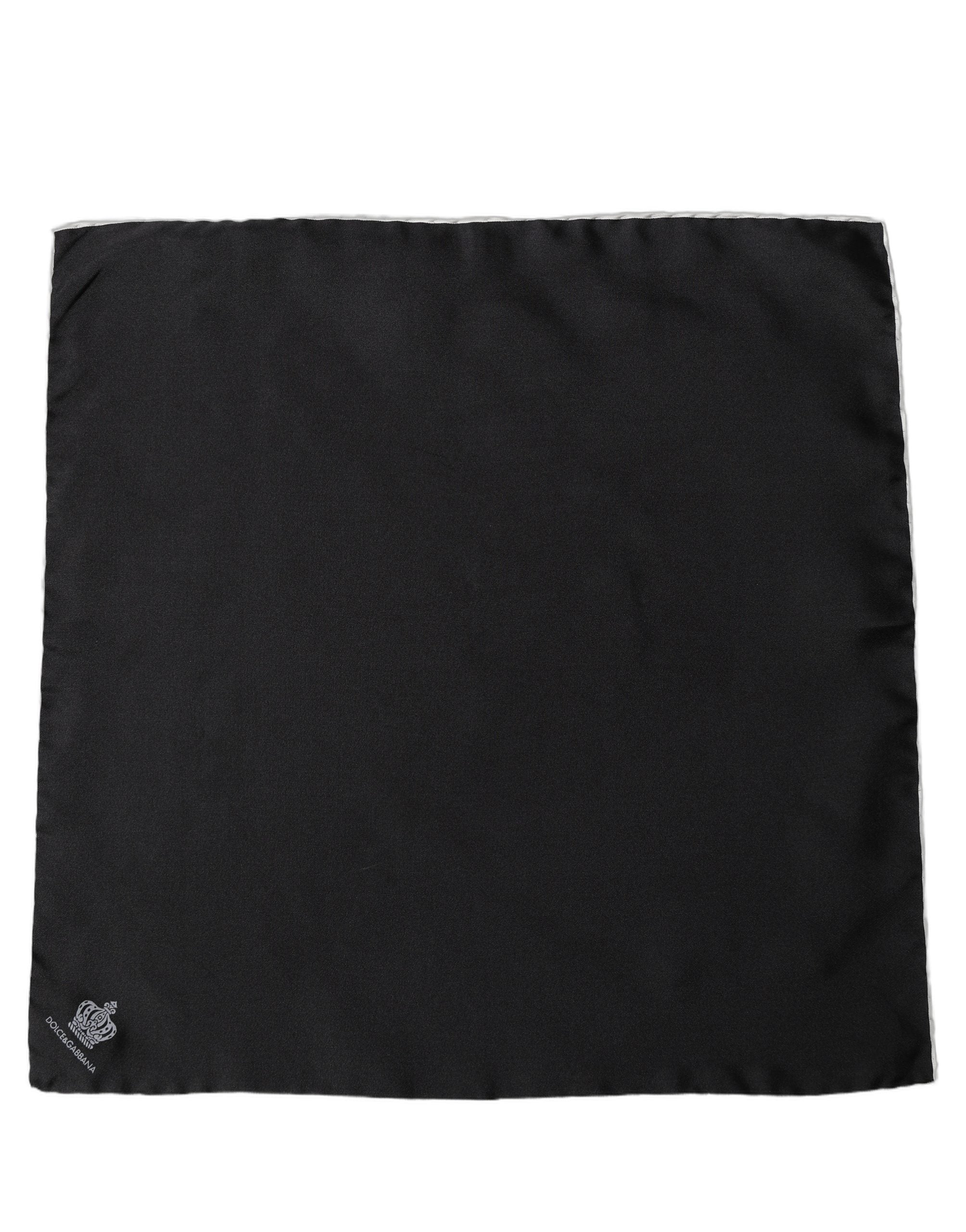 Dolce & Gabbana Men Black Silk Pocket Square Foulard Scarf