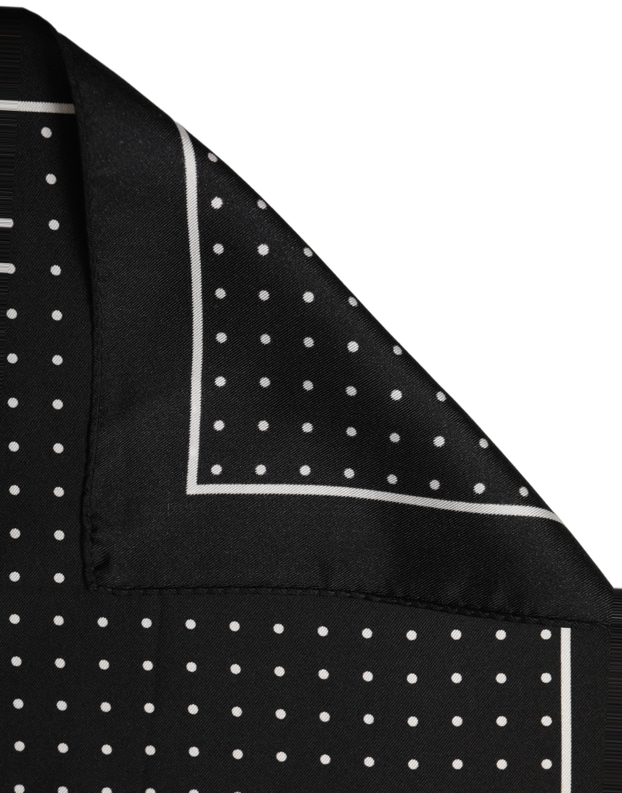 Dolce & Gabbana Black Polka Dot Pocket Square Foulard Scarf