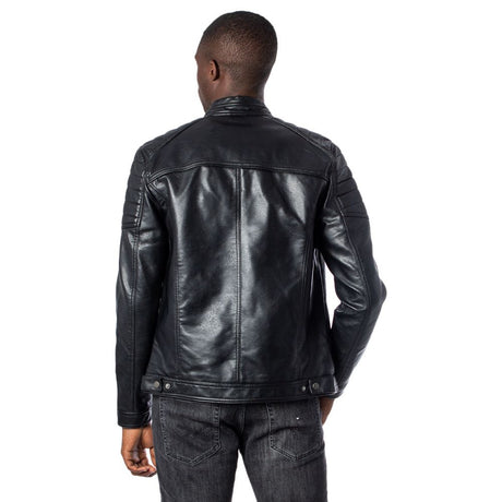 Jack Jones Black Artificial Leather Leather Jacket