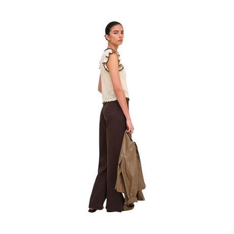 Jacqueline De Yong Beige Cotton Sleeveles T-Shirt