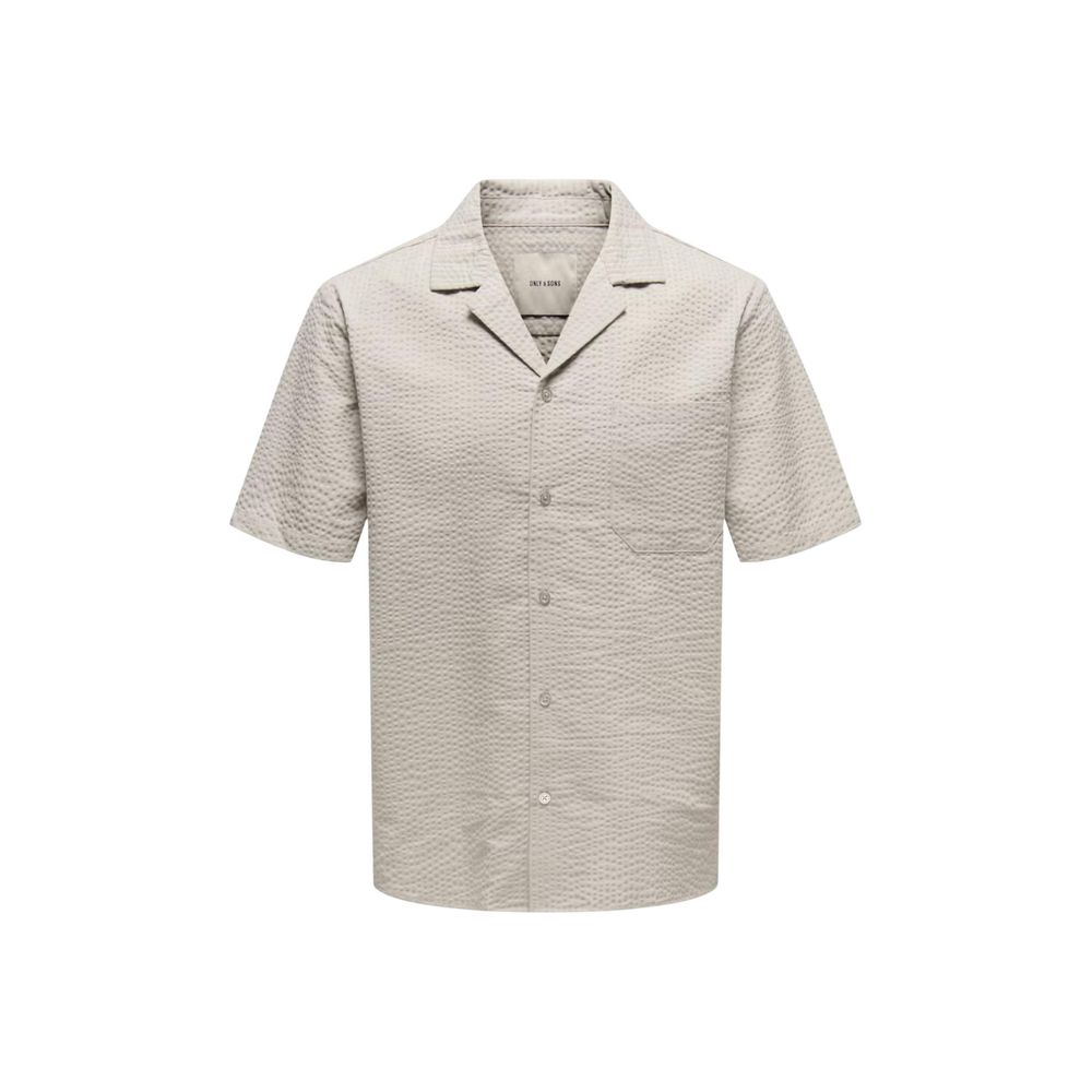 Only & Sons Beige Cotton Shortsleeve Shirt
