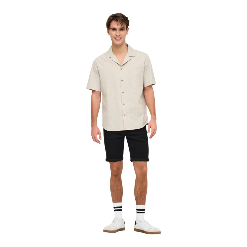 Only & Sons Beige Cotton Shortsleeve Shirt
