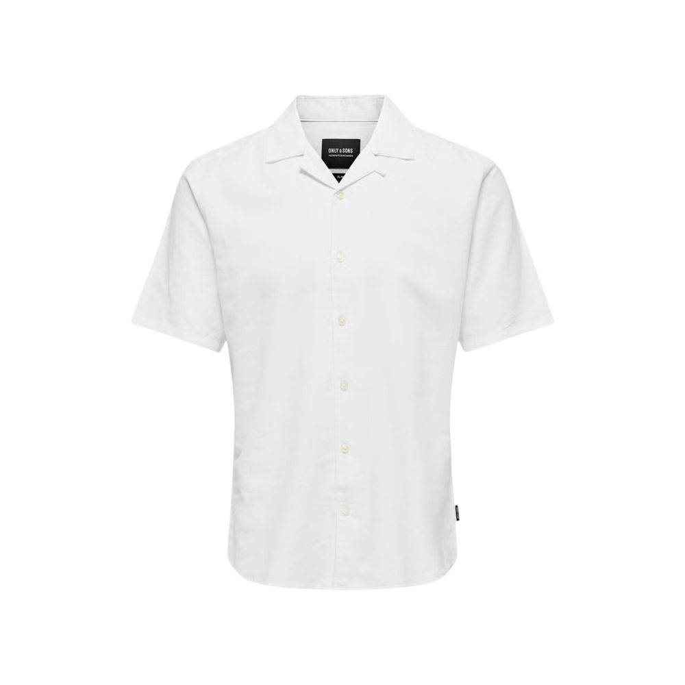 Only & Sons White Linen Shortsleeve Shirt