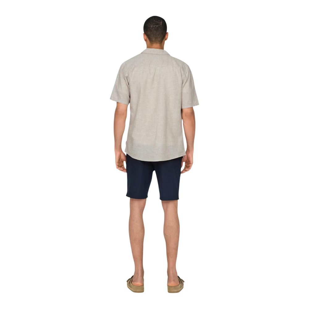 Only & Sons Beige Linen Shortsleeve Shirt