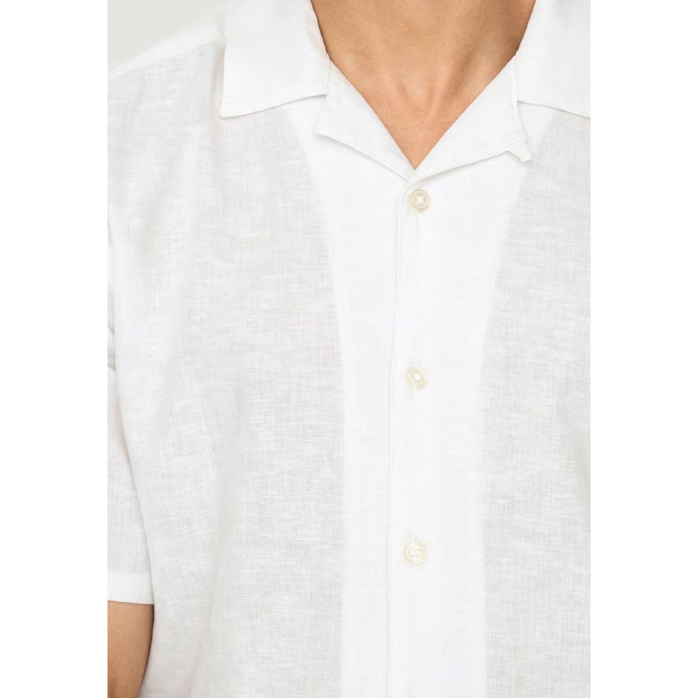 Only & Sons White Linen Shortsleeve Shirt