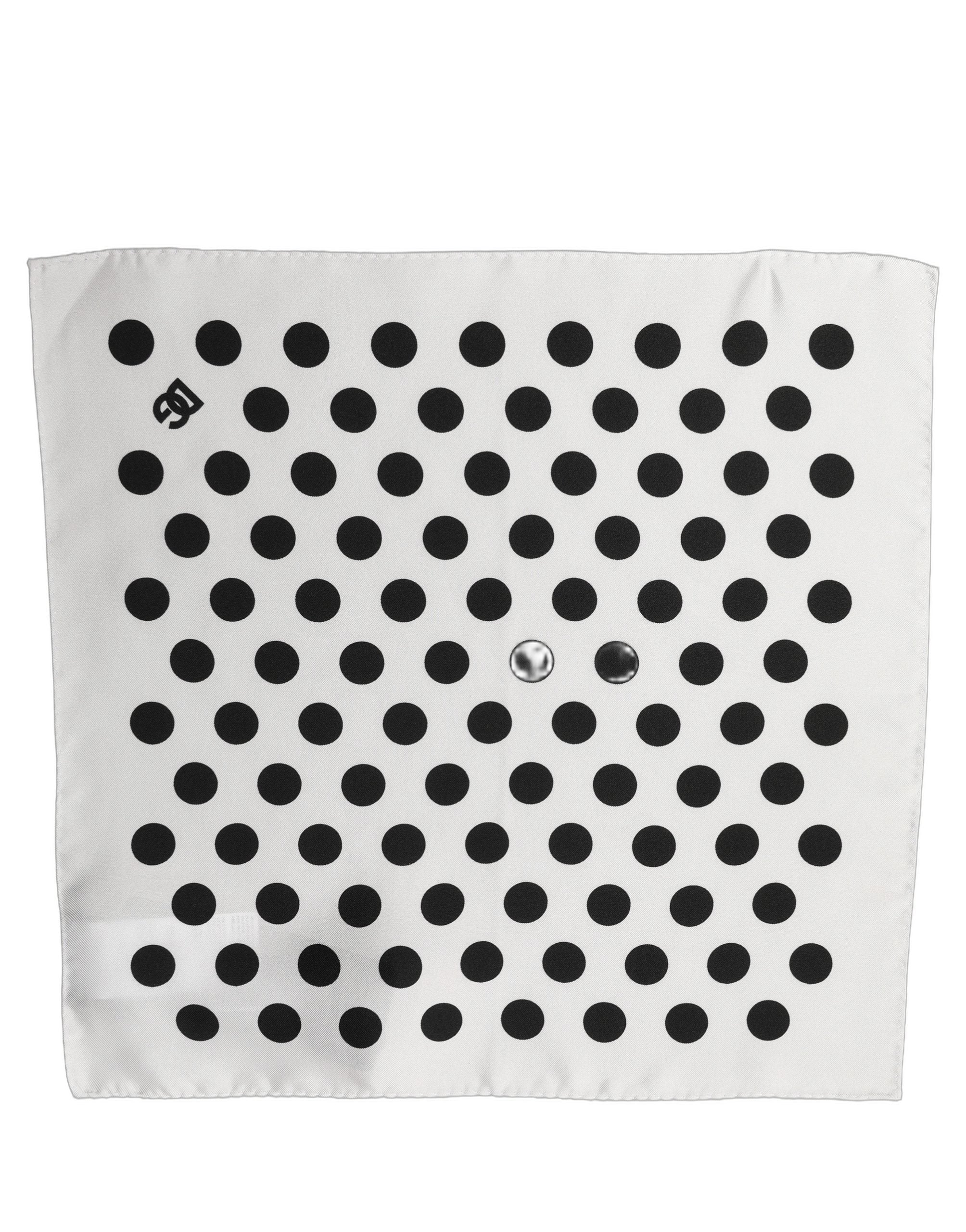 Dolce & Gabbana White Black Polka Dot Square Foulard Scarf