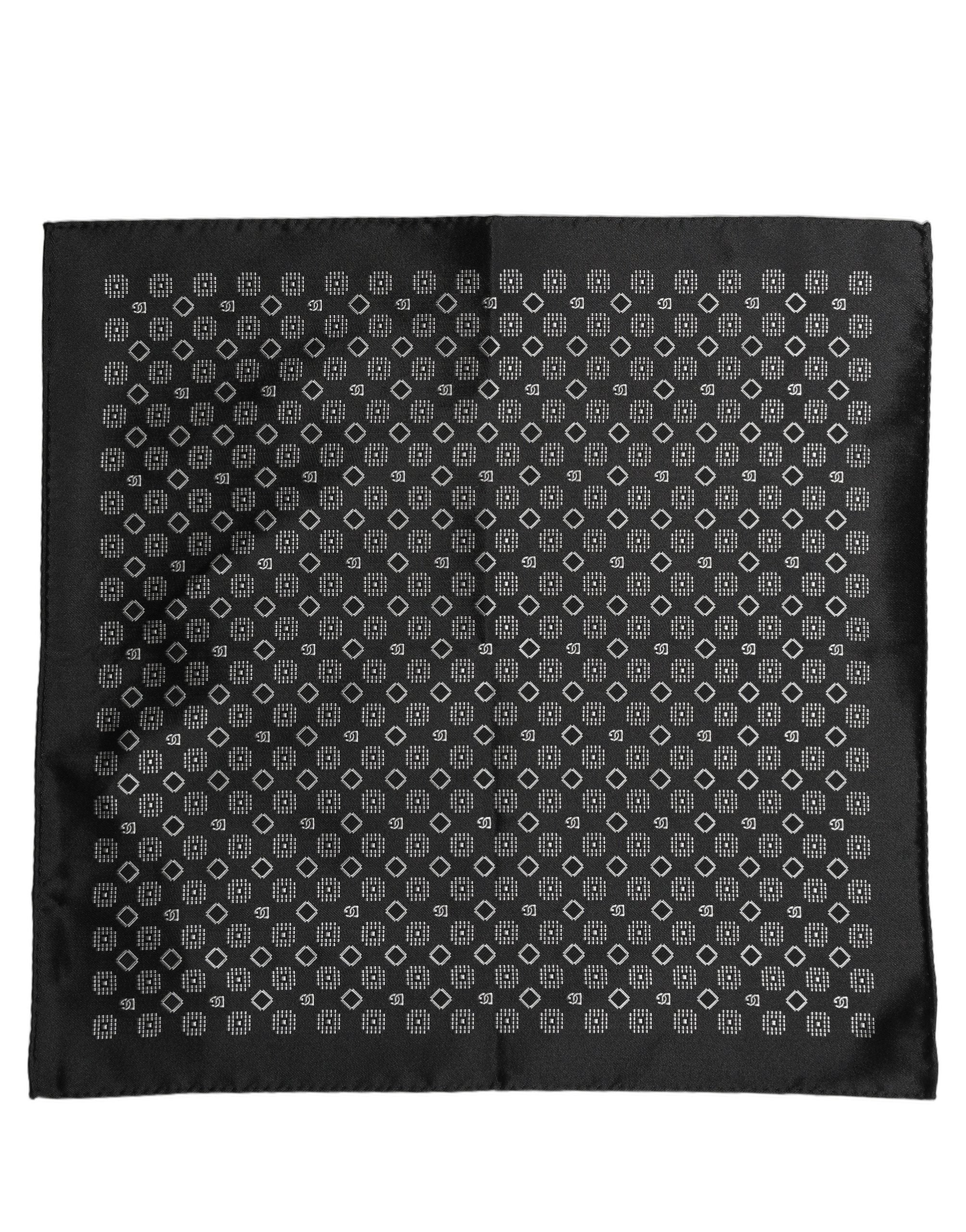 Dolce & Gabbana Black White Patterned Pocket Square Scarf