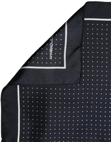 Dolce & Gabbana Blue Silk Polka Dot Handkerchief Pocket Scarf