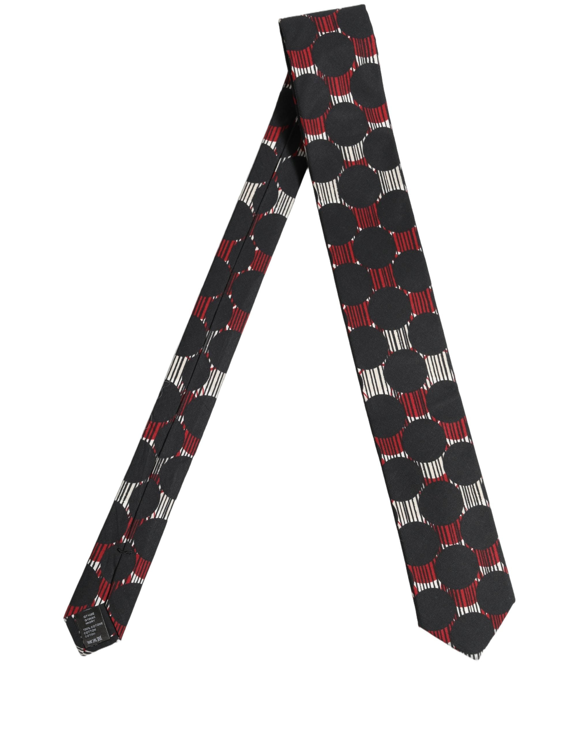 Dolce & Gabbana Multicolor Cotton Geometric Adjustable Tied Necktie Tie
