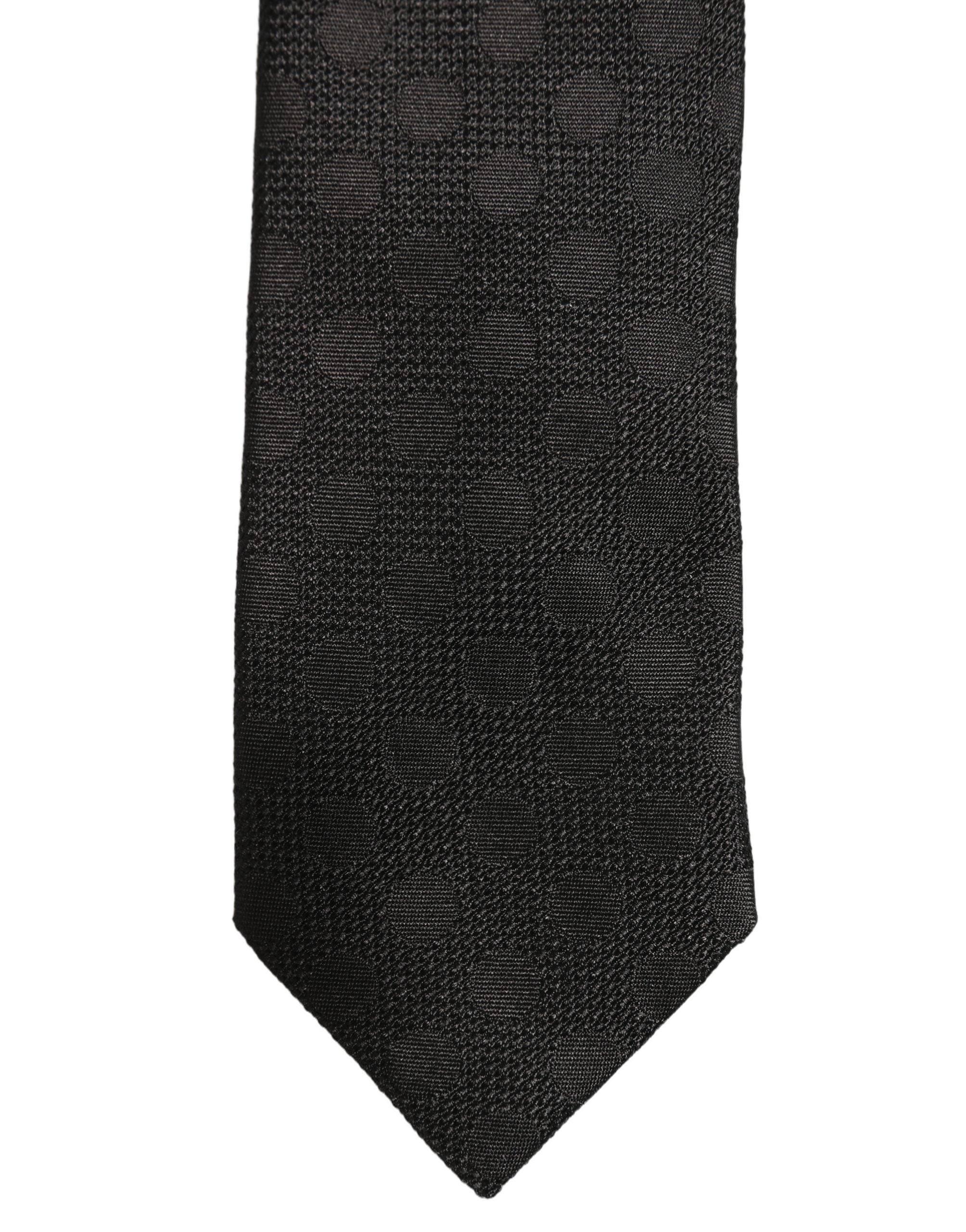 Dolce & Gabbana Black Polka Dot Jacquard Silk Adjustable Tied Necktie Tie