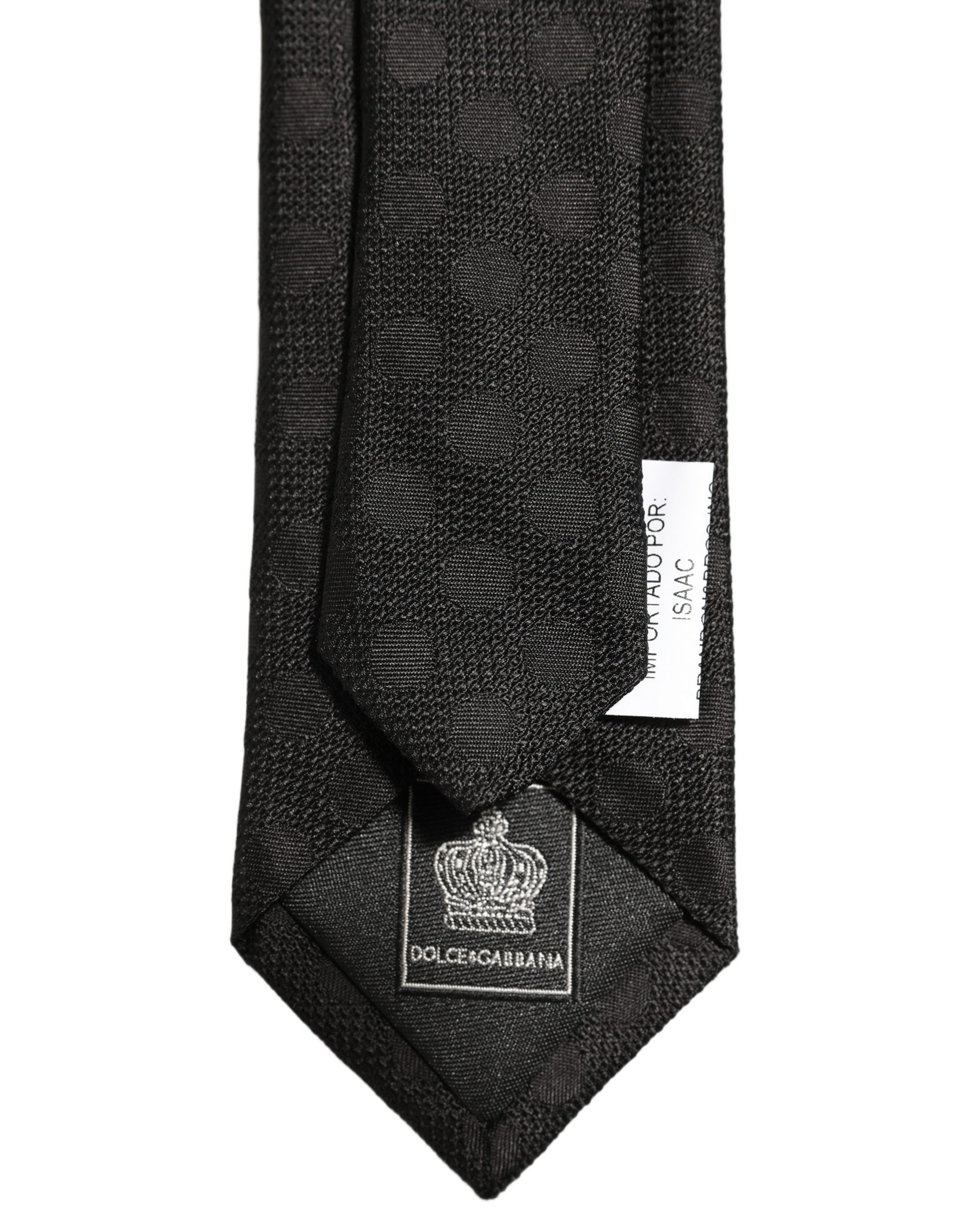 Dolce & Gabbana Black Polka Dot Jacquard Silk Adjustable Tied Necktie Tie