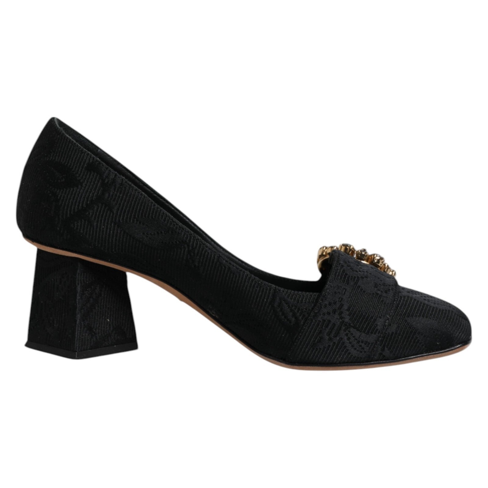 Dolce & Gabbana Black Brocade Crystals Heels Pumps Shoes