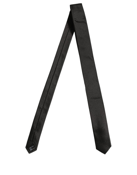 Dolce & Gabbana Black Satin Textured Adjustable Necktie Men Accessory Tie
