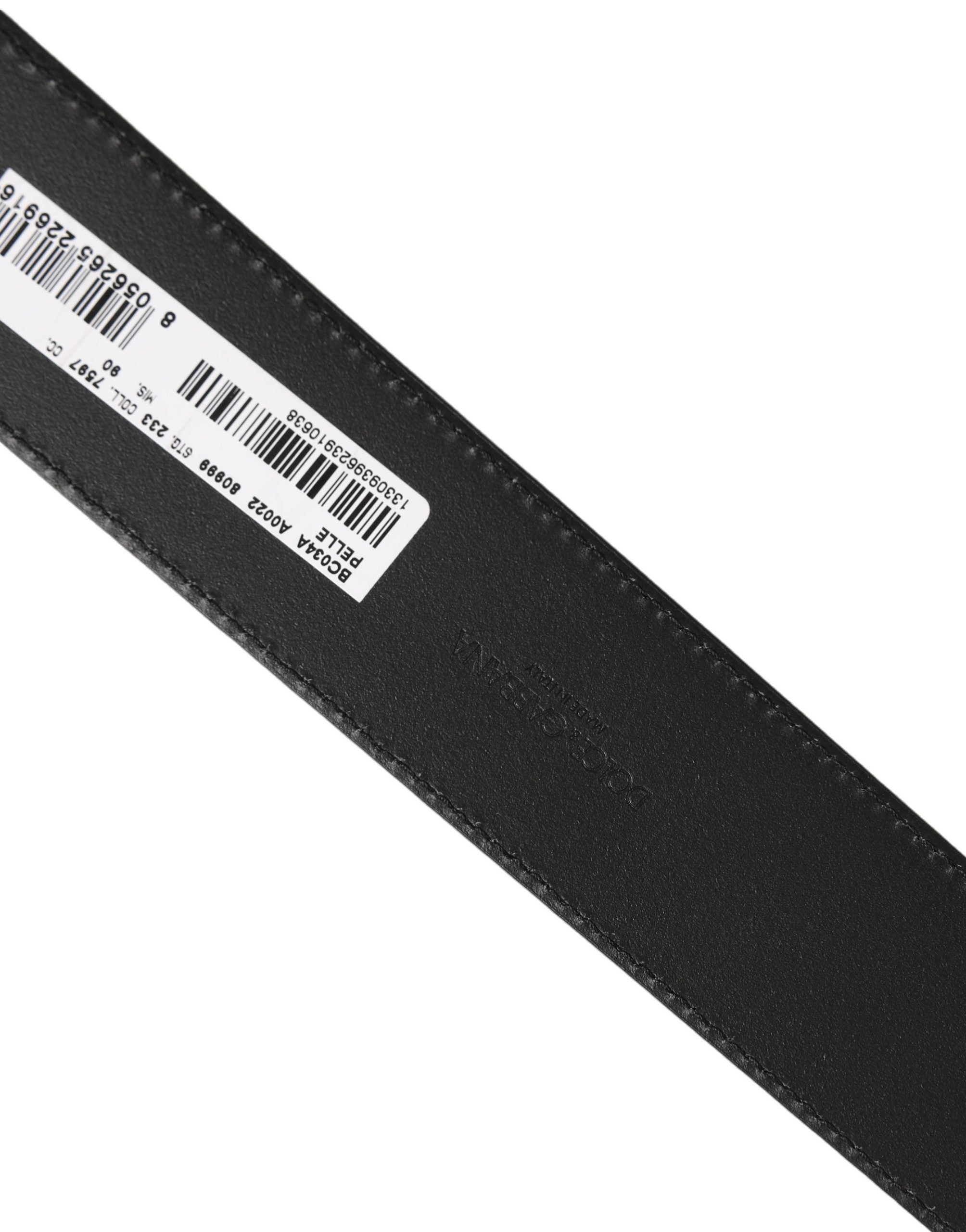 Dolce & Gabbana Black Leather Bee Accent Metal Buckle Belt