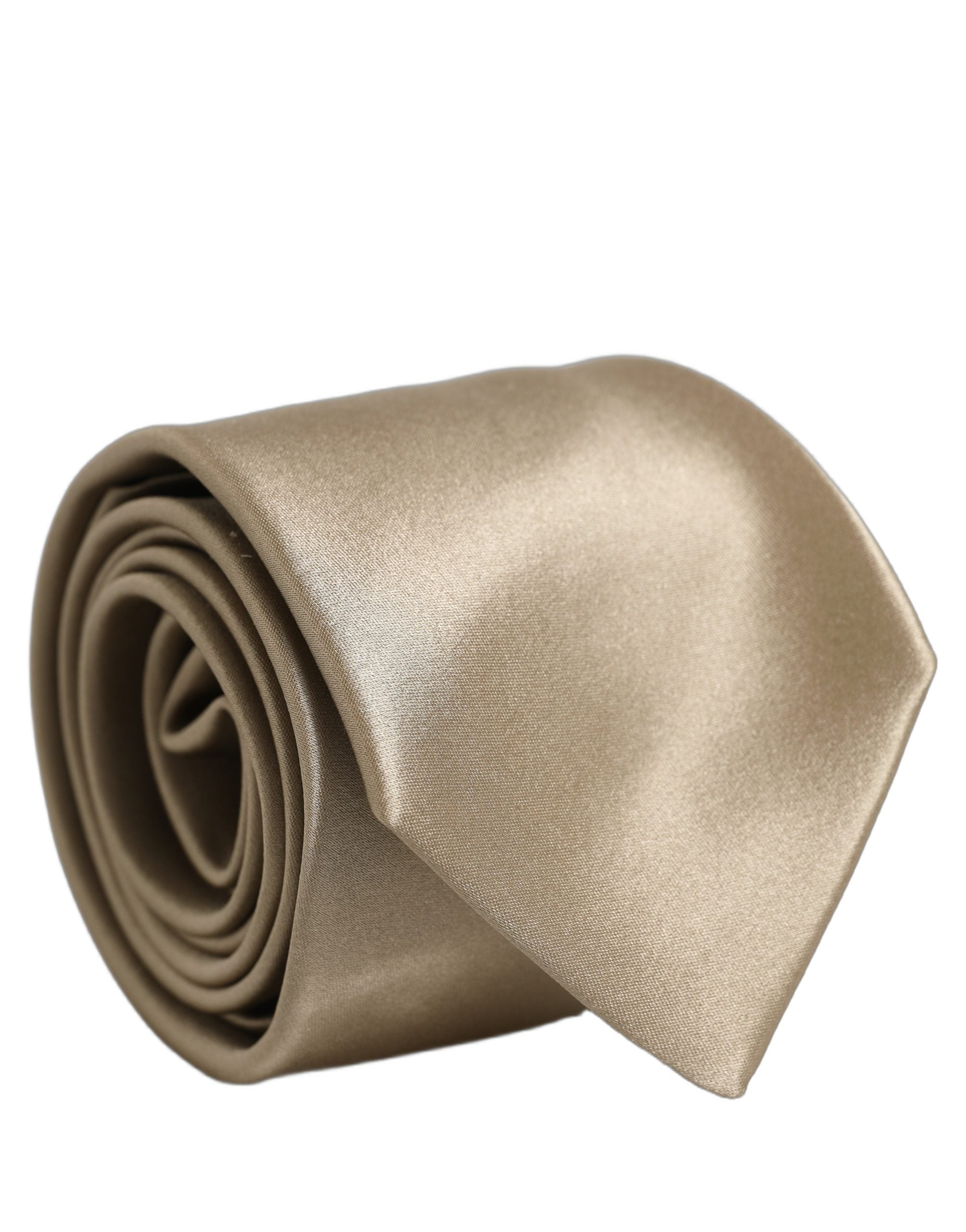 Dolce & Gabbana Beige Satin Silk Adjustable Tied Necktie Accessory Tie