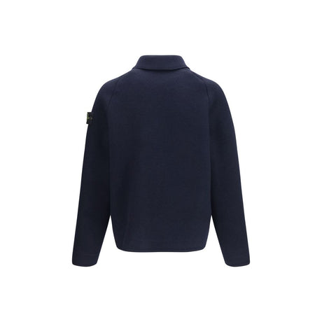 Stone Island Blue Wool Oves Aries Jacket