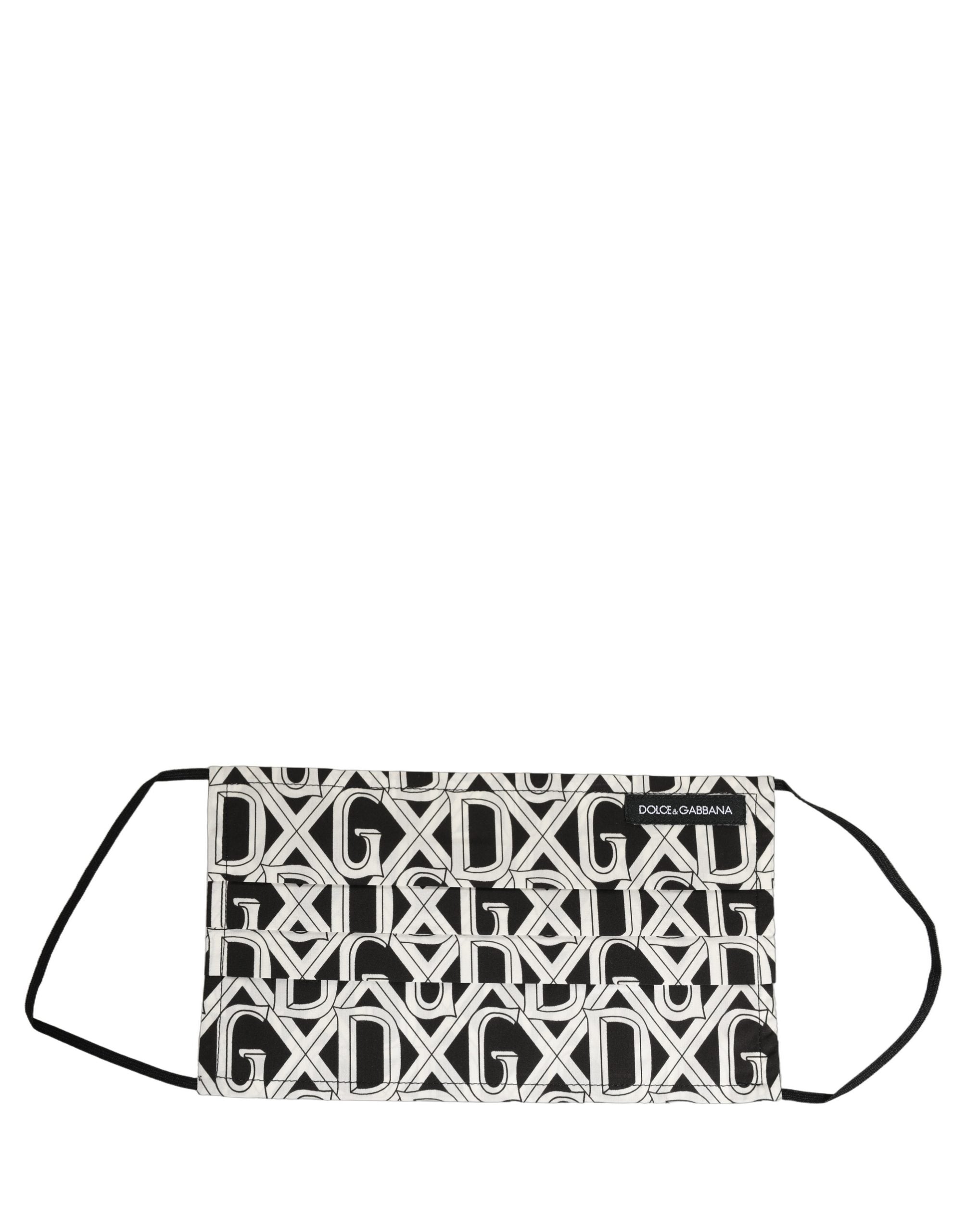 Dolce & Gabbana Black White DG Logo Monogram Elastic Ear Strap Face Mask