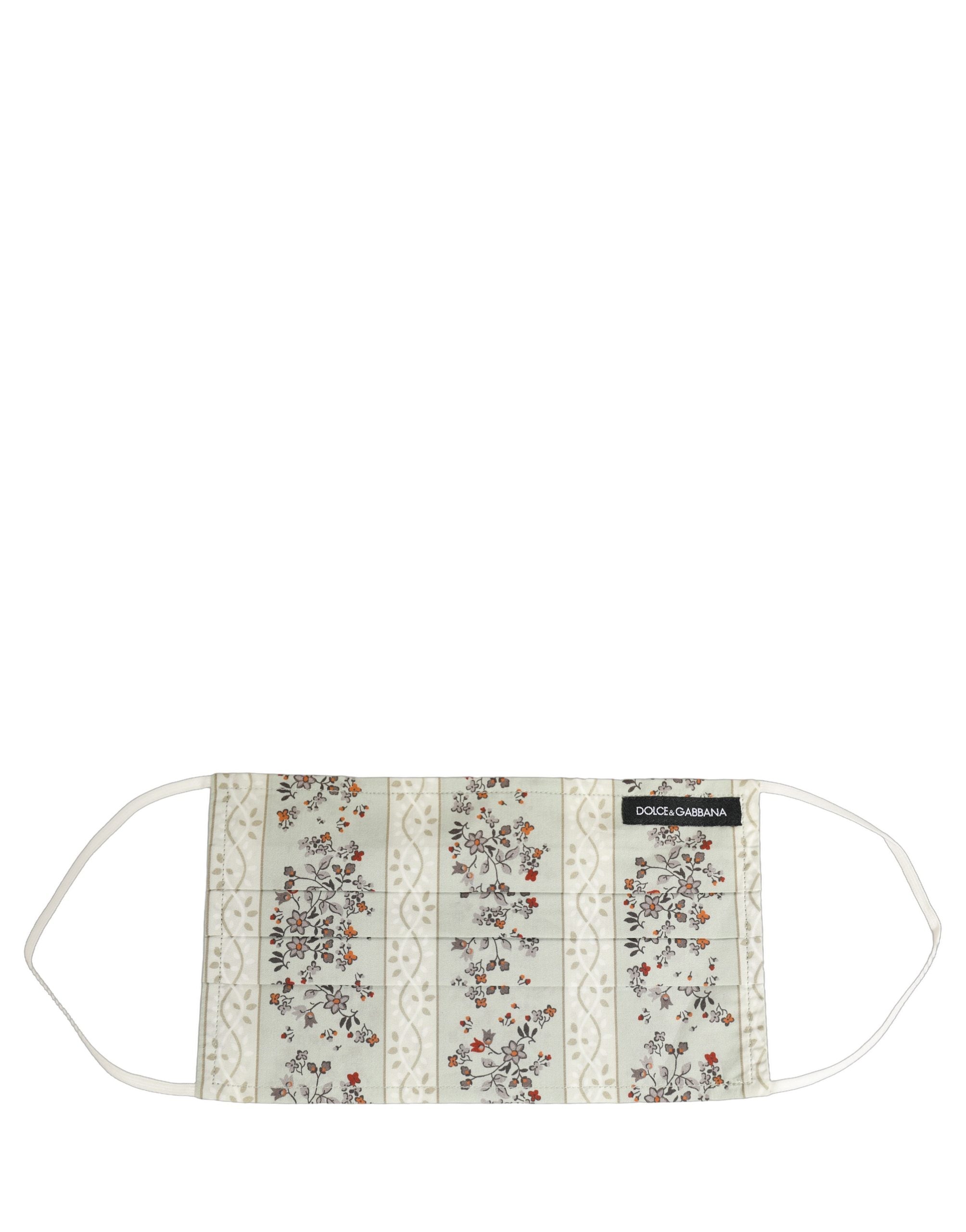 Dolce & Gabbana White Floral Cotton Pleated Elastic Ear Strap Face Mask