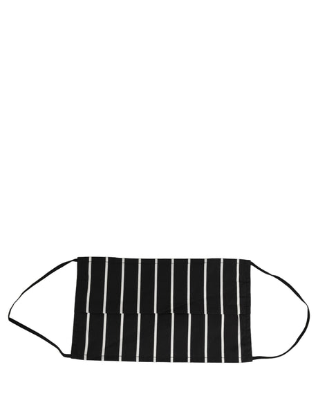 Dolce & Gabbana Black White Pinstripe Pleated Elastic Ear Strap Face Mask