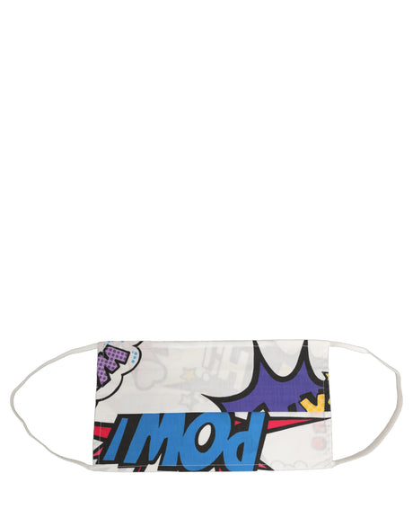 Dolce & Gabbana White Comic Print Pleated Elastic Ear Strap Face Mask