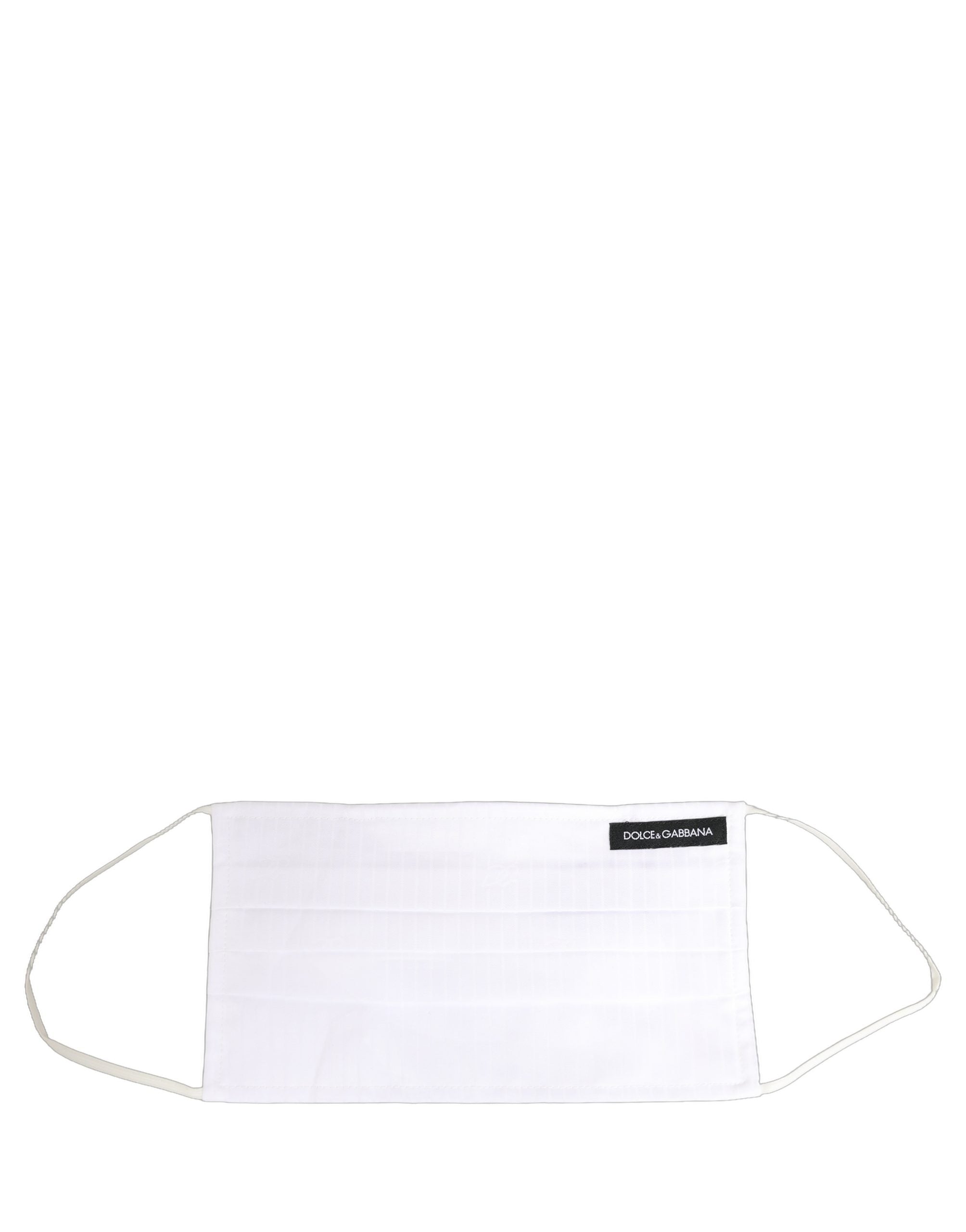 Dolce & Gabbana White 100% Cotton Pleated Elastic Ear Strap Face Mask