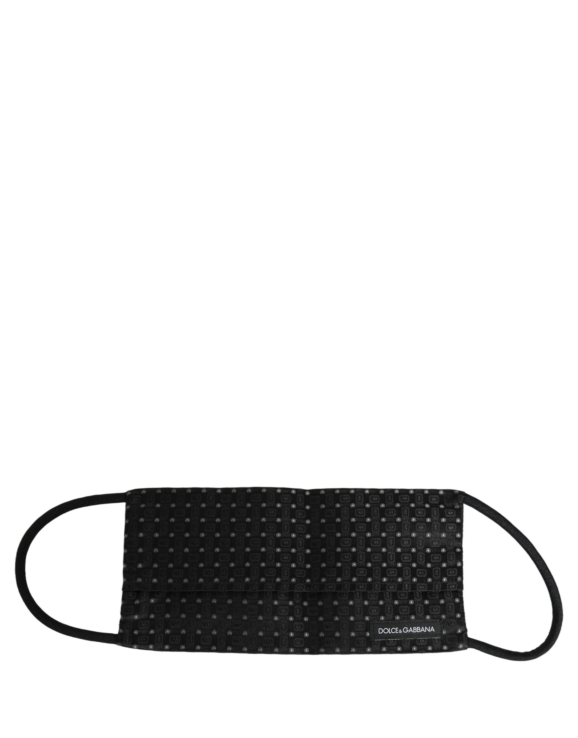 Dolce & Gabbana Black Silk Patterned Pleated Elastic Ear Strap Face Mask