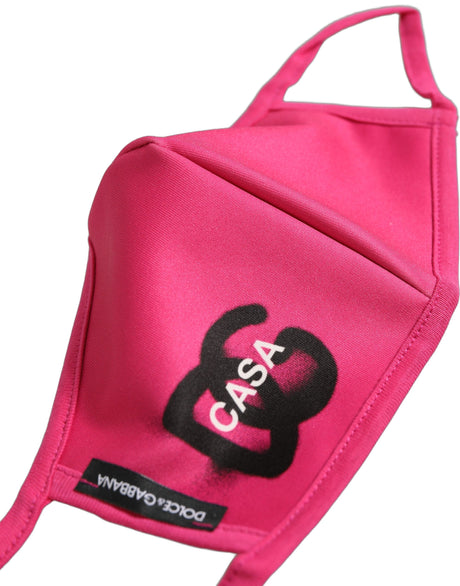Dolce & Gabbana Pink Polyester DG CASA Logo Elastic Ear Strap Face Mask