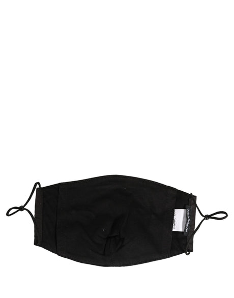 Dolce & Gabbana Black White Logo Baroque Elastic Ear Strap Face Mask