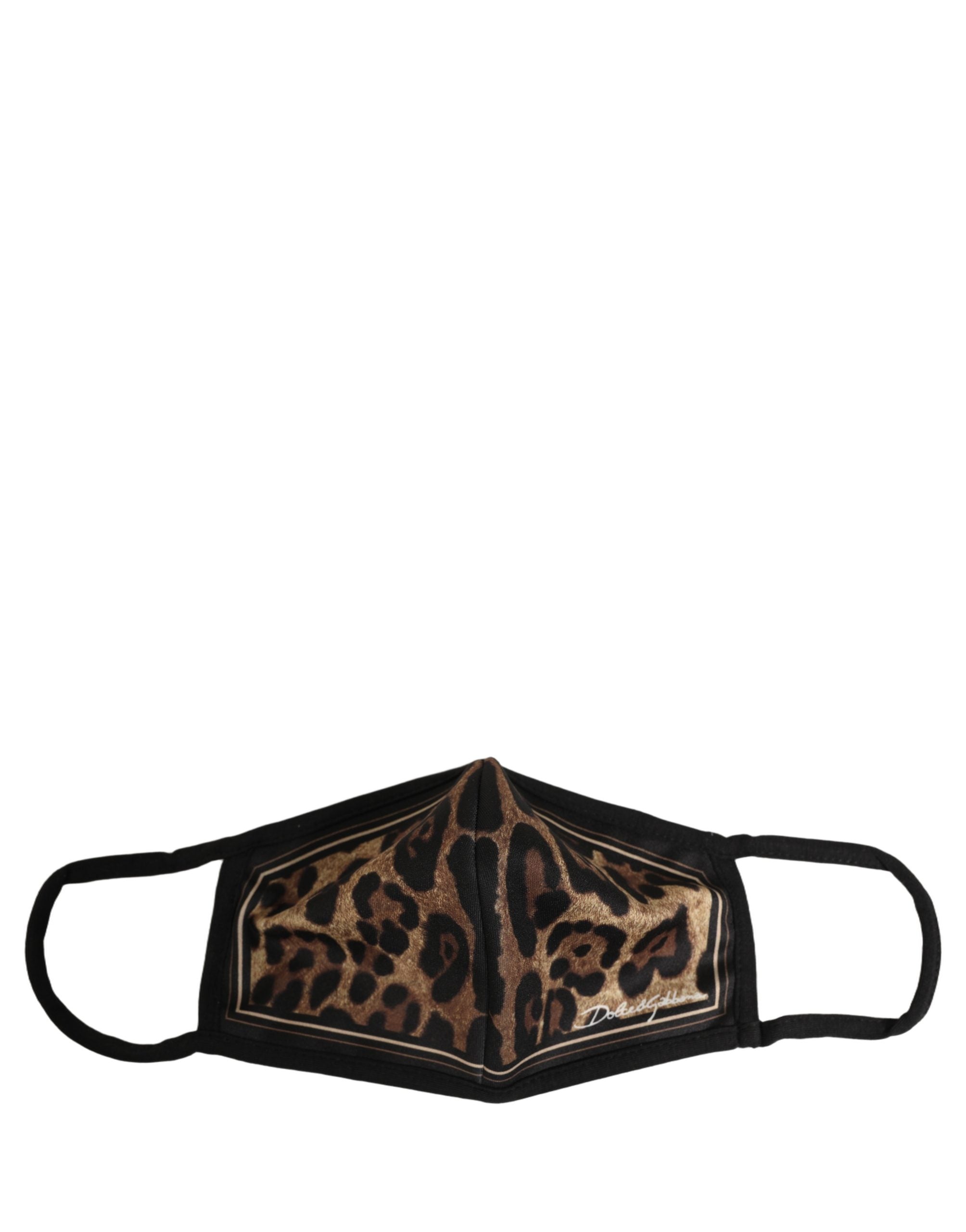 Dolce & Gabbana Brown Black Leopard Print Elastic Ear Strap Face Mask