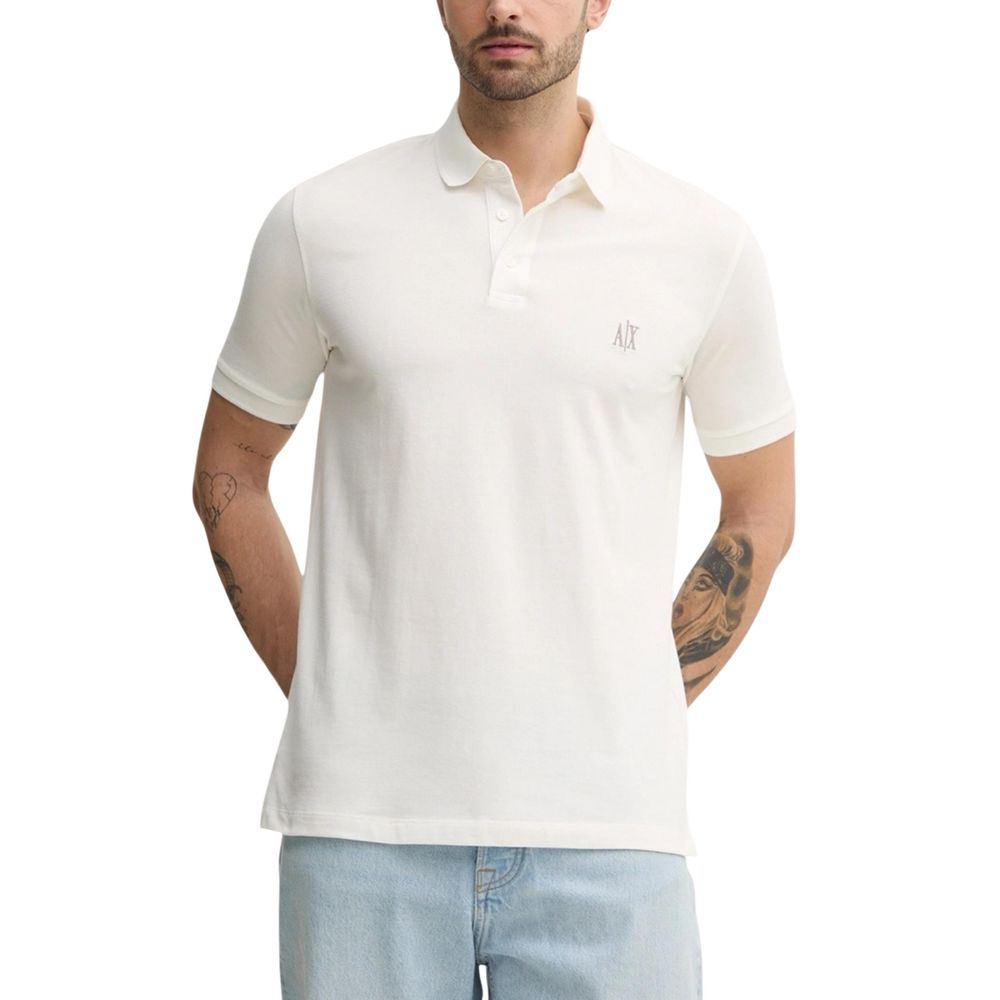 Armani Exchange White Cotton Polo Shirt