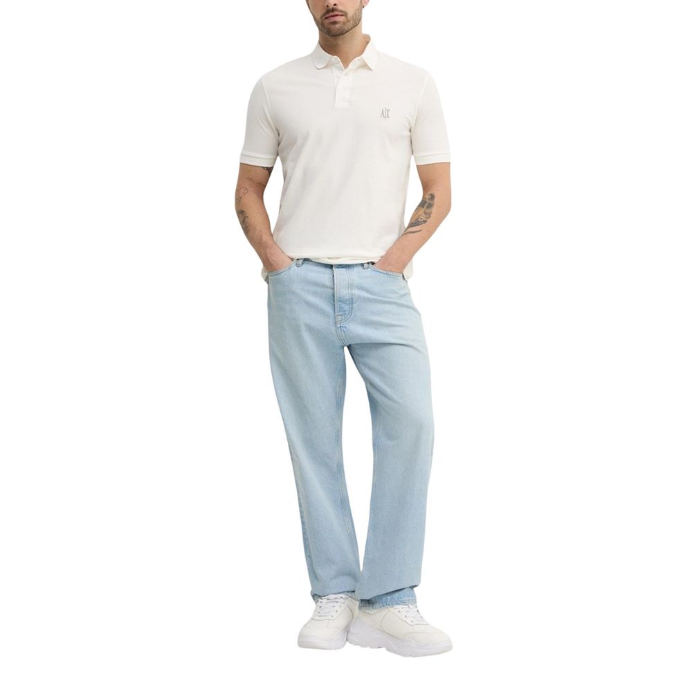Armani Exchange White Cotton Polo Shirt