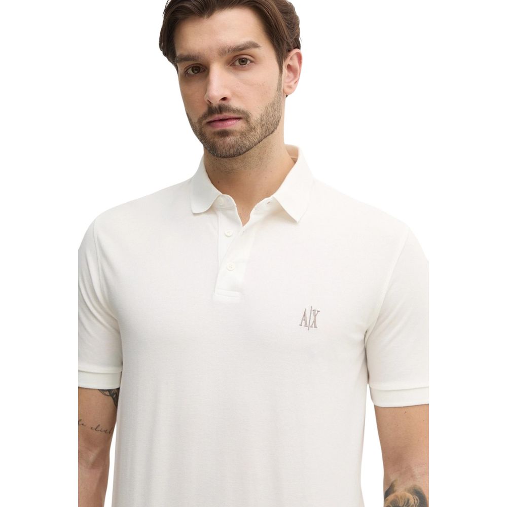 Armani Exchange White Cotton Polo Shirt