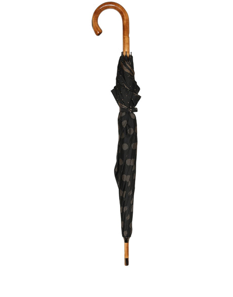Dolce & Gabbana Black Gold Jacquard Polka Dot Long Handle Umbrella