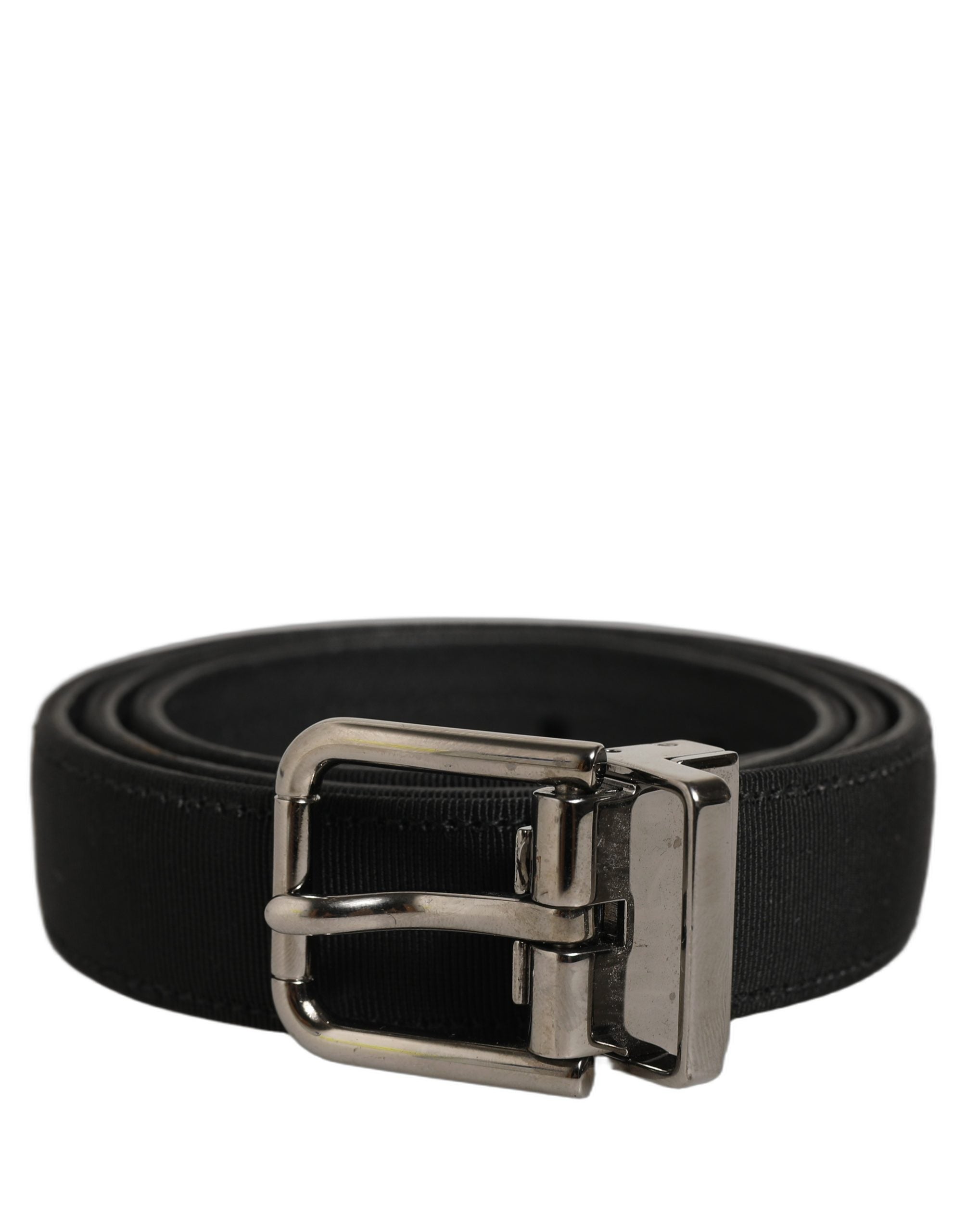 Dolce & Gabbana Black Classic Leather Silver Tone Buckle Belt