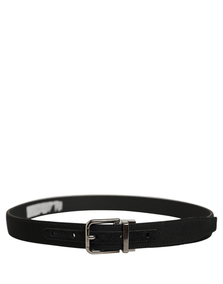 Dolce & Gabbana Black Classic Leather Silver Tone Buckle Belt