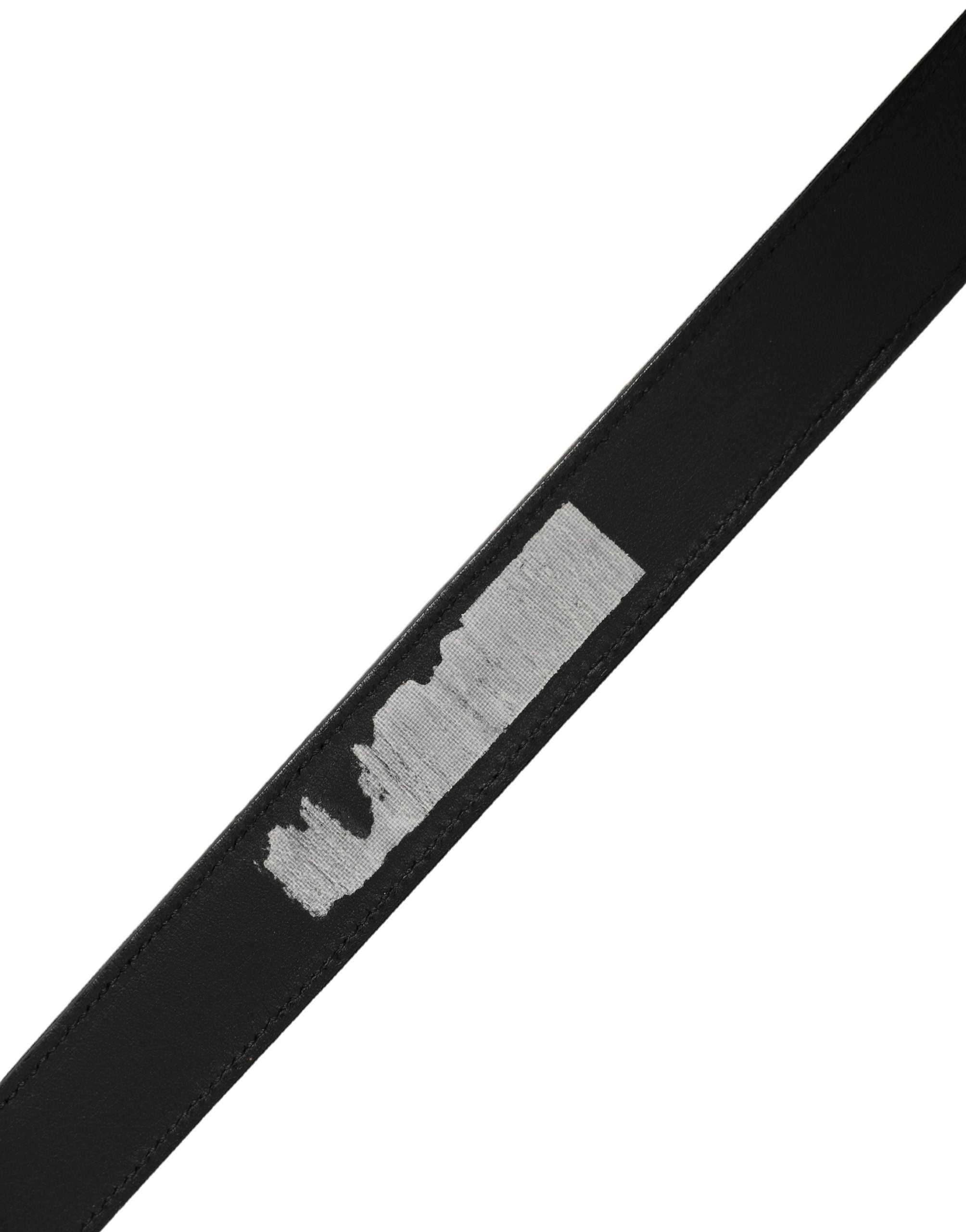 Dolce & Gabbana Black Classic Leather Silver Tone Buckle Belt