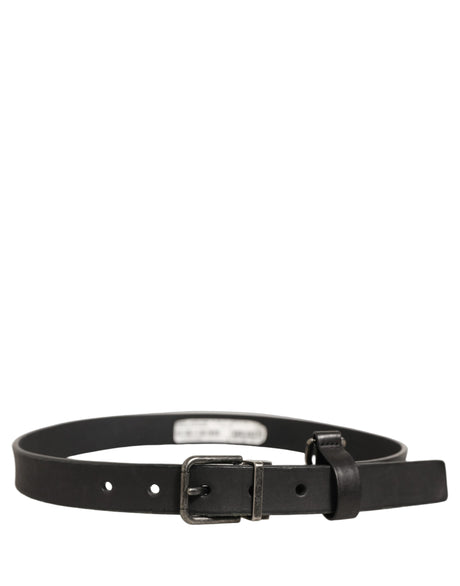 Dolce & Gabbana Black Leather Antique Finish Buckle Belt