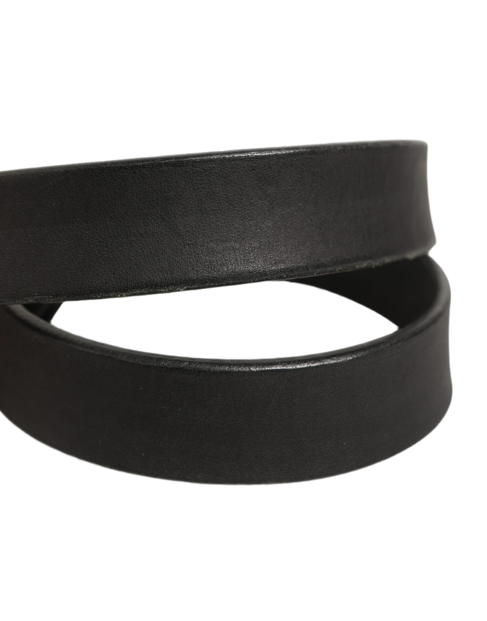 Dolce & Gabbana Black Leather Antique Finish Buckle Belt