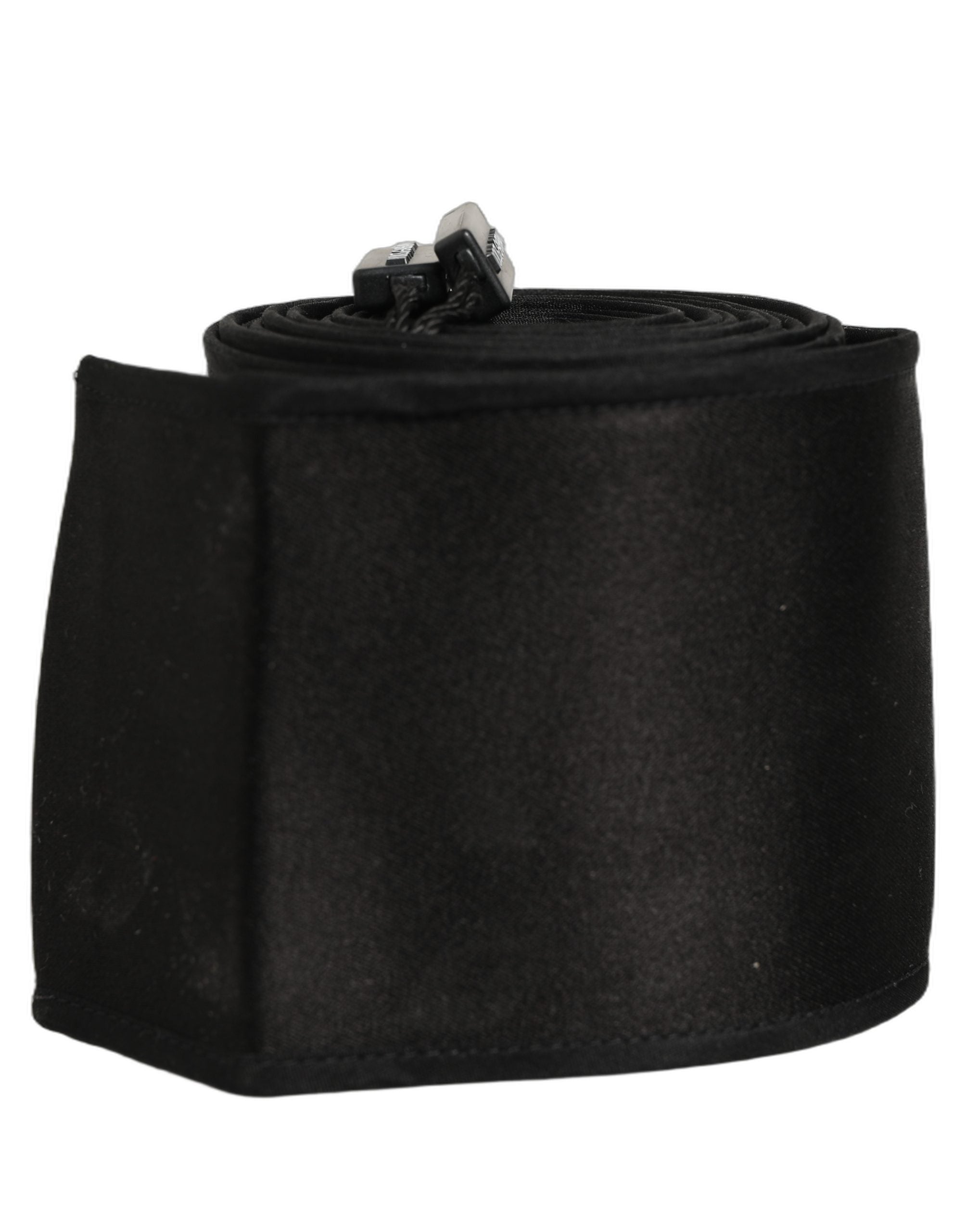 Dolce & Gabbana Black Satin Silk Wide Band Waist Cintura Belt
