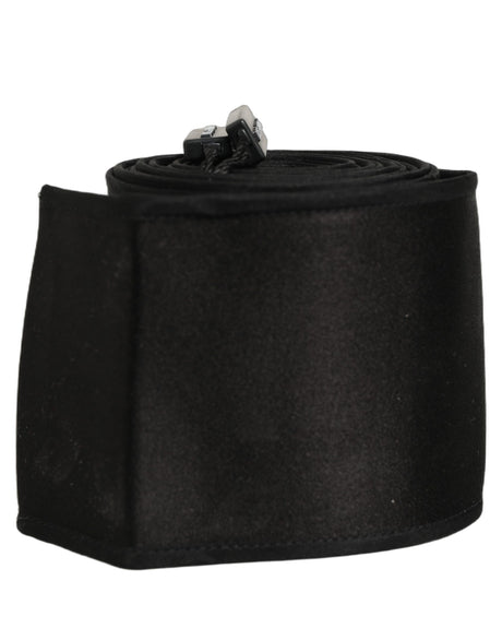 Dolce & Gabbana Black Satin Silk Wide Band Waist Cintura Belt